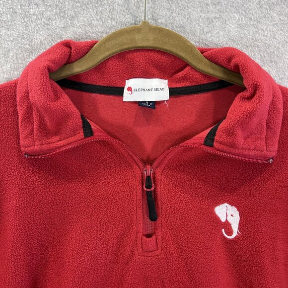 Elephant Head Red Fleece Pullover Jacket S 1/4 Zip Long Sleeve Alabama Roll Tide - Picture 2 of 8